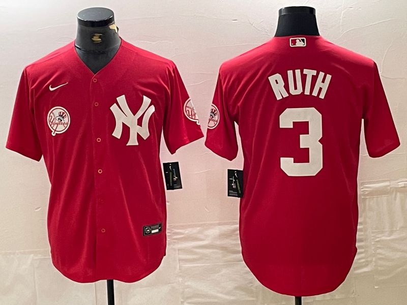 Men New York Yankees #3 Ruth Red joint name Nike 2024 MLB Jersey style 3